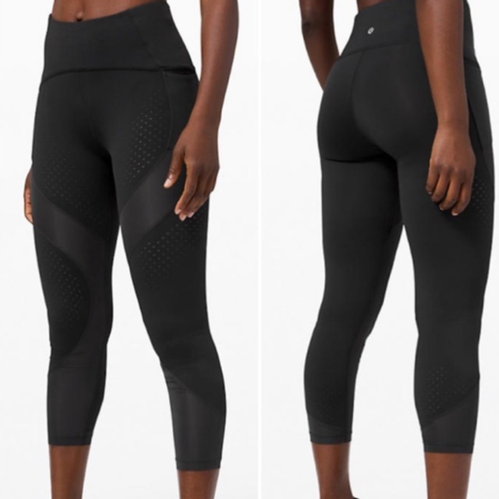Lululemon Uncovered Strength High Rise Black Crop Leggings 6